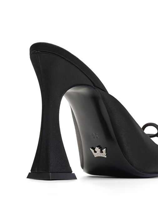 Jabotter Siyah Kadın Saten Topuklu Terlik DOHA - Görsel 5