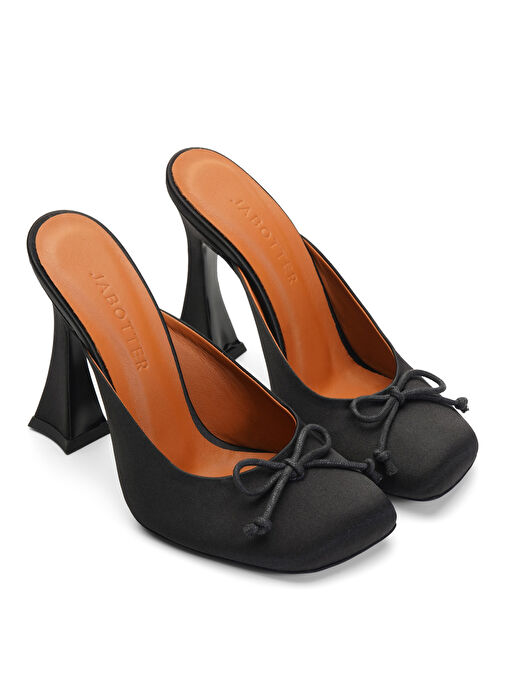 Jabotter Siyah Kadın Saten Topuklu Terlik DOHA - Görsel 3
