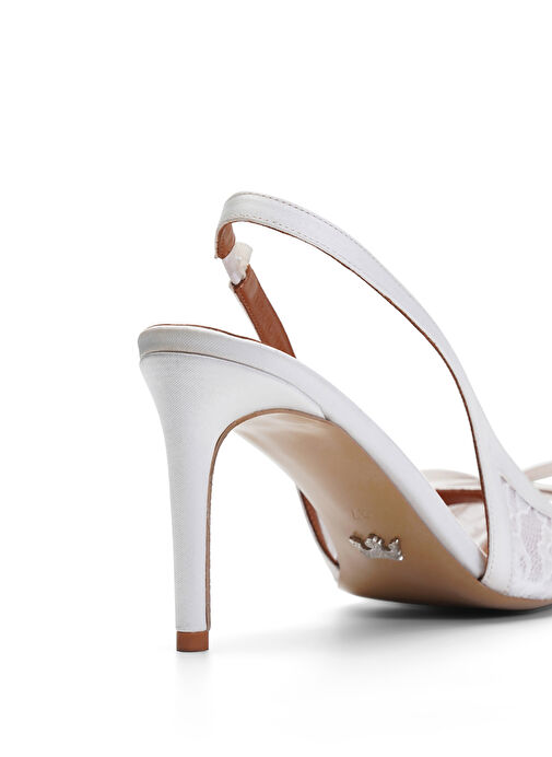 Jabotter Beyaz Kadın Stiletto VERONA DANTEL 8 CM STİLETTO - Görsel 5