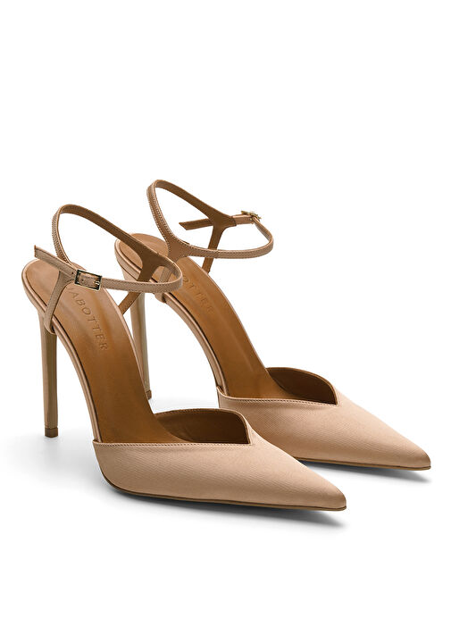 Jabotter Bej Kadın Stiletto MADRID SATEN - Görsel 3