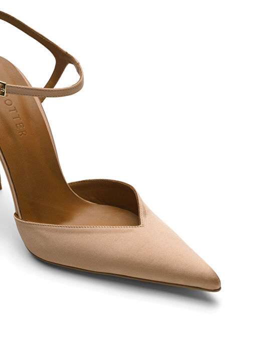 Jabotter Bej Kadın Stiletto MADRID SATEN - Görsel 4