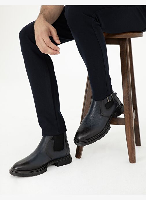 Lacivert %100 Deri Bot - Görsel 2