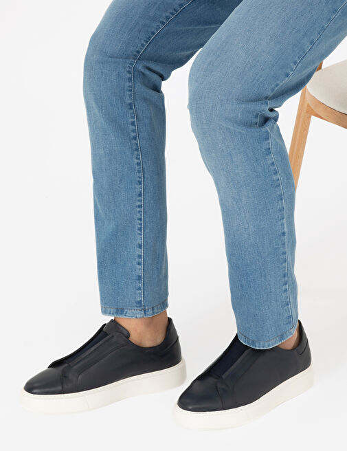 Lacivert %100 Deri Casual Ayakkabı - Görsel 2