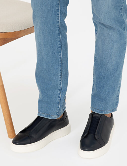 Lacivert %100 Deri Casual Ayakkabı - Görsel 3