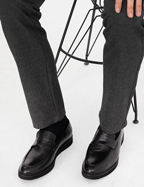 Siyah %100 Deri Casual Ayakkabı - Görsel 2