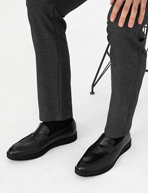 Siyah %100 Deri Casual Ayakkabı - Görsel 3