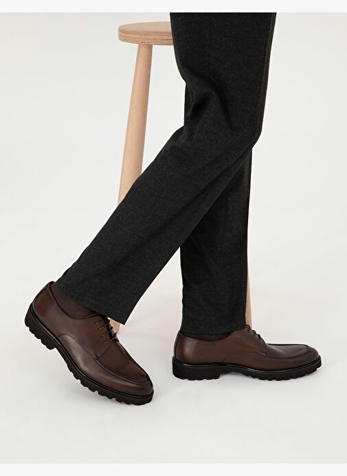 Kahverengi %100 Deri Casual Ayakkabı - Görsel 4