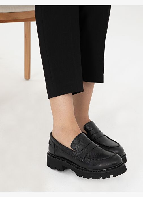 Siyah Deri Casual Ayakkabı - Görsel 3