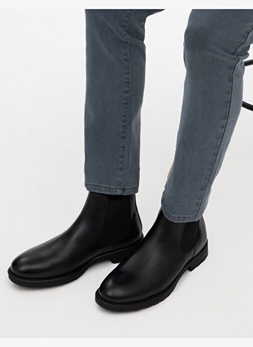 Siyah %100 Deri Kauçuk Taban Chelsea Bot - Görsel 4