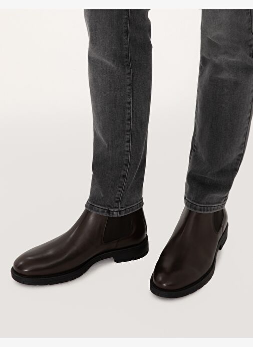 Kahverengi %100 Deri Kauçuk Taban Chelsea Bot - Görsel 2