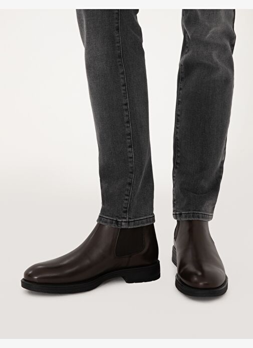 Kahverengi %100 Deri Kauçuk Taban Chelsea Bot - Görsel 3