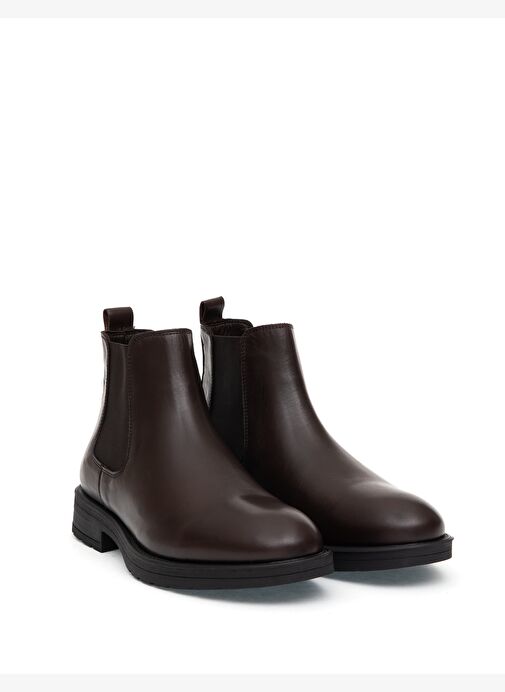 Kahverengi %100 Deri Kauçuk Taban Chelsea Bot - Görsel 4