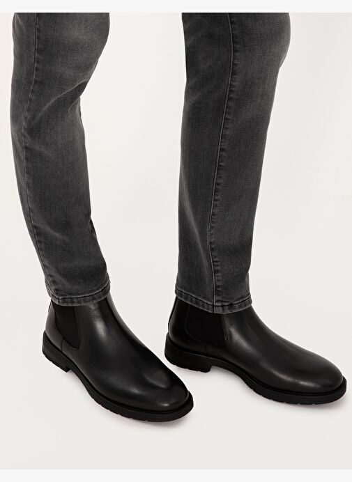 Siyah %100 Deri Kauçuk Taban Chelsea Bot - Görsel 7