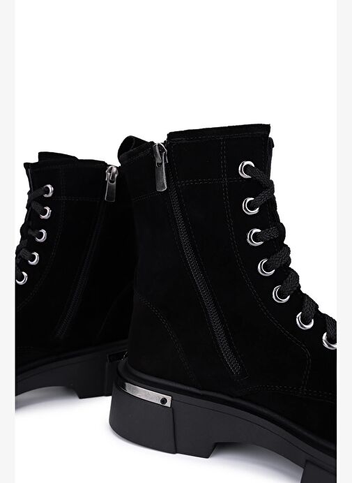 Tamer Tanca Kadın Siyah Süet Casual Bot - Görsel 6