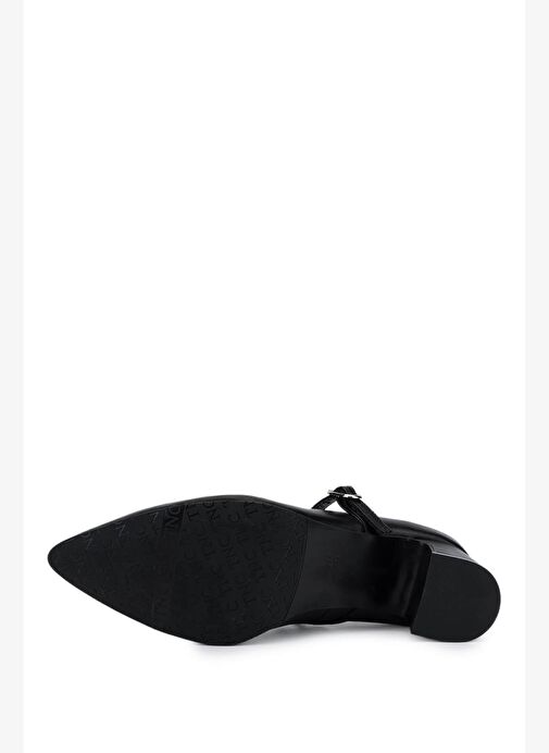 Tamer Tanca Kadın Siyah Deri Hakiki Deri Topuklu Ayakkabı - Görsel 5