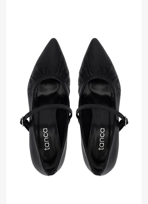 Tamer Tanca Kadın Siyah Deri Hakiki Deri Topuklu Ayakkabı - Görsel 6