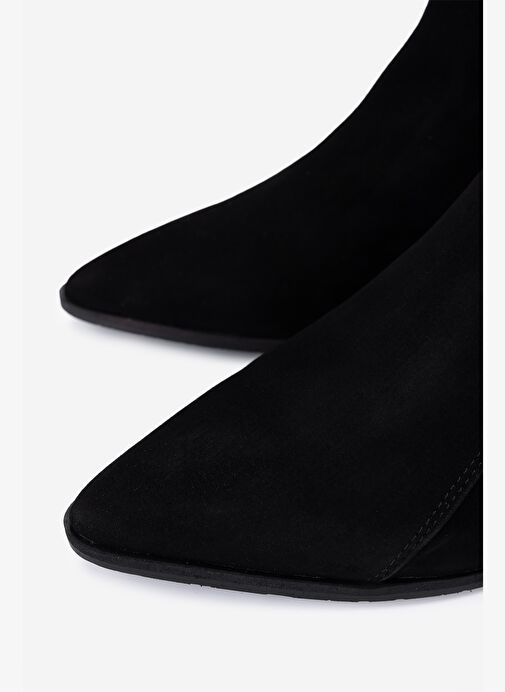 Valmenti Kadın Hakiki Deri Siyah Süet Topuklu Bot - Görsel 4