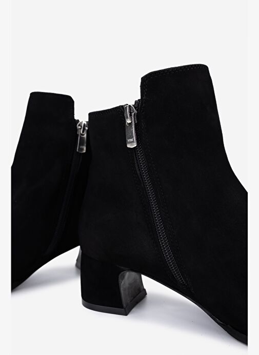 Valmenti Kadın Hakiki Deri Siyah Süet Topuklu Bot - Görsel 6