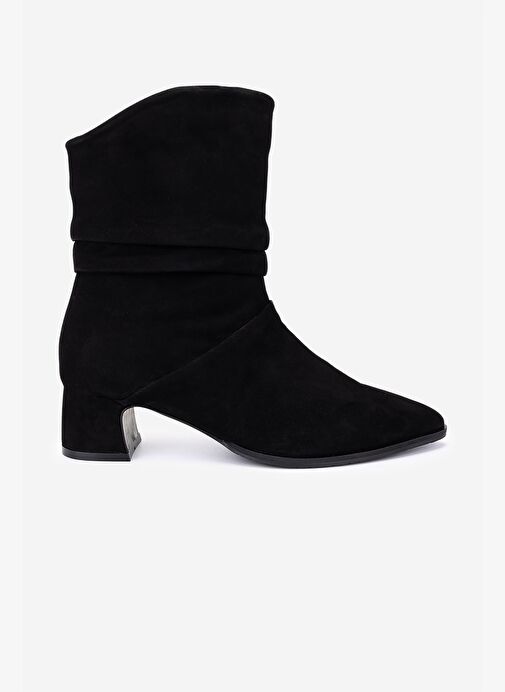 Valmenti Kadın Hakiki Deri Siyah Süet Topuklu Bot - Görsel 2