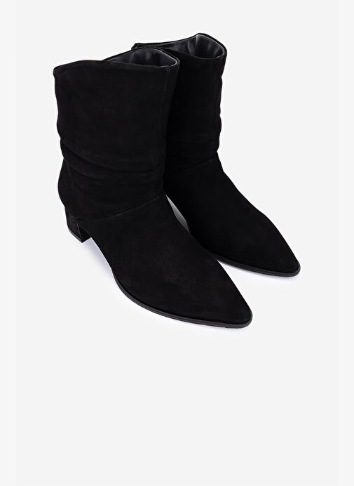 Valmenti Kadın Hakiki Deri Siyah Süet Topuklu Bot - Görsel 3
