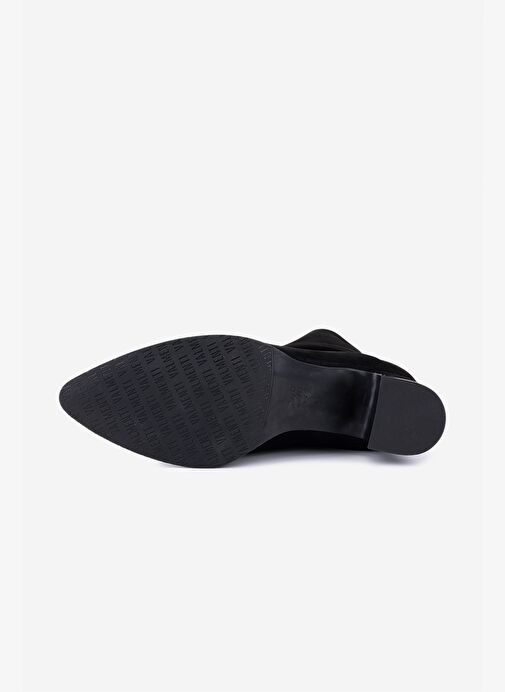 Valmenti Kadın Hakiki Deri Siyah Süet Topuklu Bot - Görsel 5