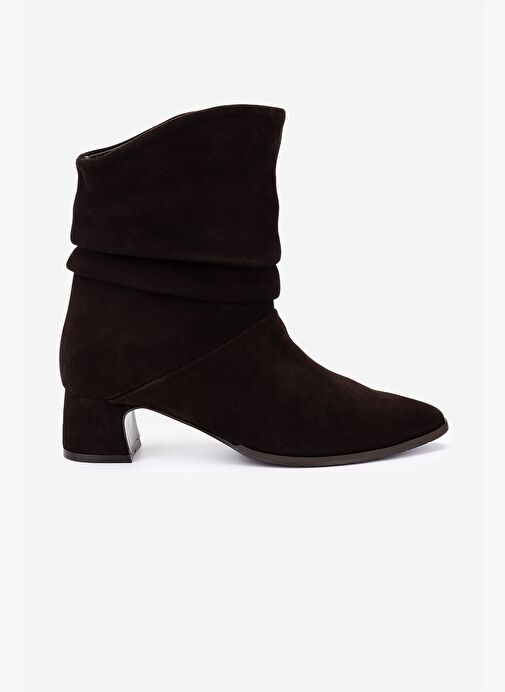 Valmenti Kadın Hakiki Deri Kahverengi Süet Topuklu Bot - Görsel 2