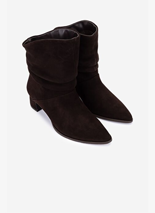 Valmenti Kadın Hakiki Deri Kahverengi Süet Topuklu Bot - Görsel 3