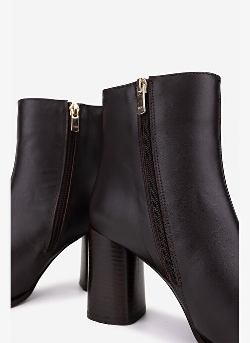 Valmenti Kadın Hakiki Deri Kahverengi Topuklu Bot - Görsel 6