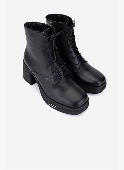 Valmenti Kadın Hakiki Deri Siyah Topuklu Bot - Görsel 3