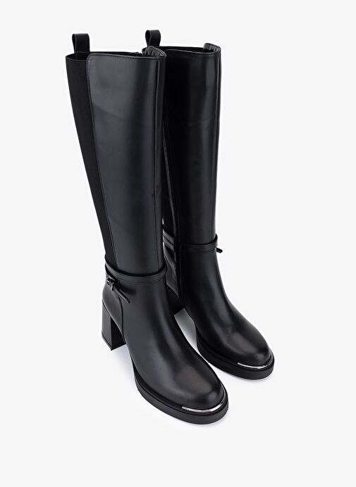 Valmenti Kadın Hakiki Deri Siyah Topuklu Çizme - Görsel 3