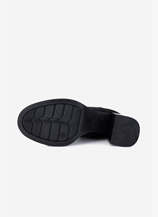 Valmenti Kadın Hakiki Deri Siyah Süet Topuklu Bot - Görsel 5