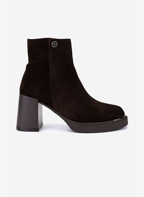 Valmenti Kadın Hakiki Deri Kahverengi Süet Topuklu Bot - Görsel 2