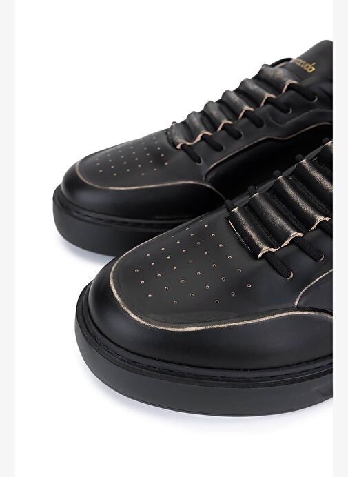 Barracuda Erkek Hakiki Deri Siyah/Siyah Sneakers & Spor Ayakkabı - Görsel 4