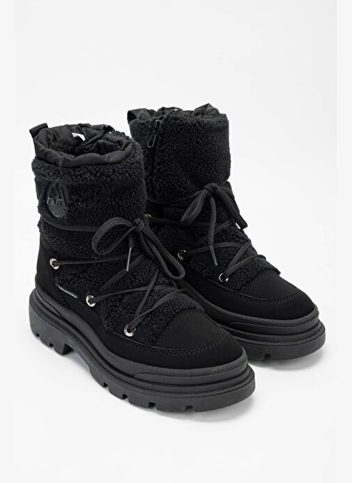 Effetre Kadın DERI/KURK Siyah Kar Botu - Görsel 3