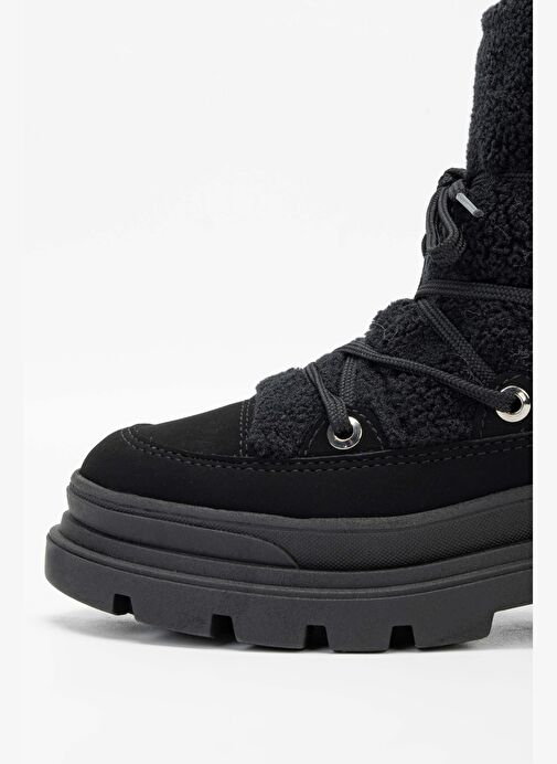 Effetre Kadın DERI/KURK Siyah Kar Botu - Görsel 4