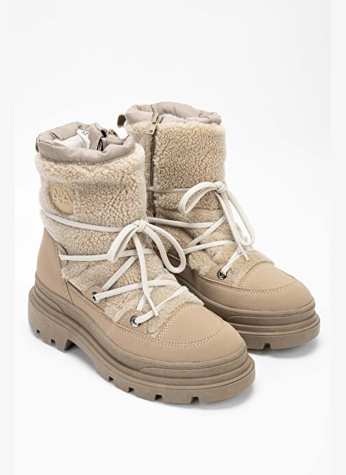 Effetre Kadın DERI/KURK Bej Kar Botu - Görsel 3