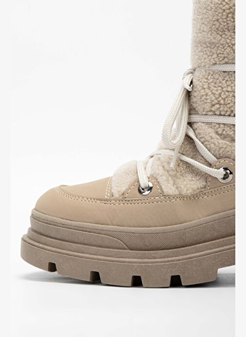 Effetre Kadın DERI/KURK Bej Kar Botu - Görsel 4