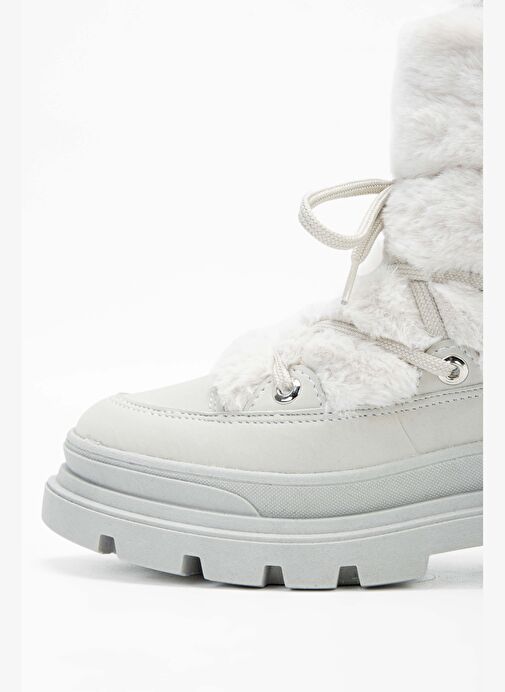 Effetre Kadın DERI/KURK Buz Beyazı Kar Botu - Görsel 5