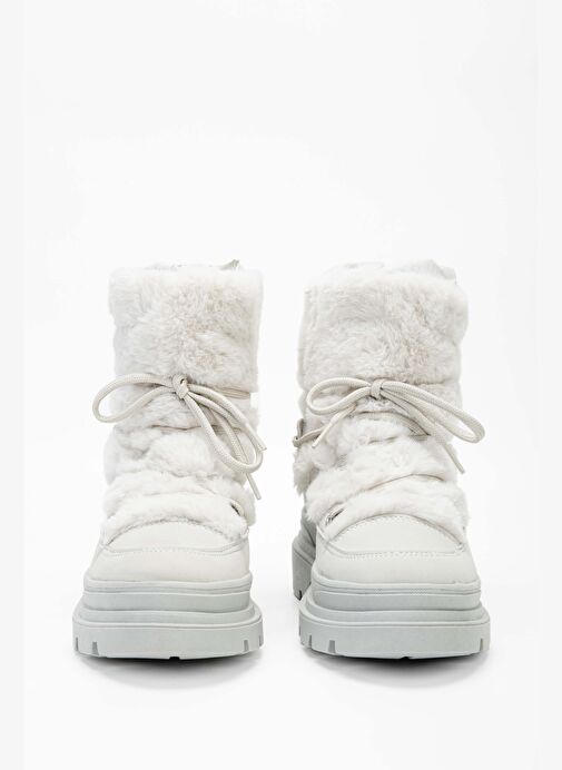 Effetre Kadın DERI/KURK Buz Beyazı Kar Botu - Görsel 7