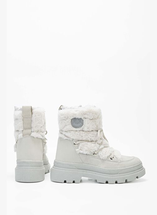Effetre Kadın DERI/KURK Buz Beyazı Kar Botu - Görsel 8