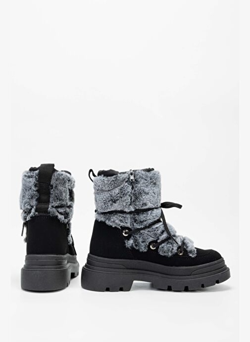 Effetre Kadın DERI/KURK Gri Melanj Kar Botu - Görsel 7