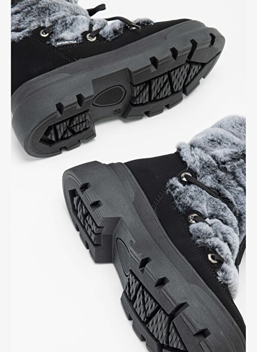 Effetre Kadın DERI/KURK Gri Melanj Kar Botu - Görsel 8