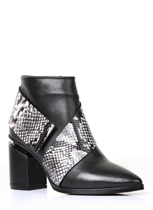 Kiana Gerçek Deri Kadın Topuklu Bot Siyah Yılan - Görsel 5