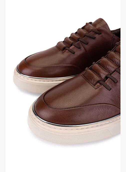 Tamer Tanca Erkek Hakiki Deri Kahverengi Sneakers & Spor Ayakkabı - Görsel 4