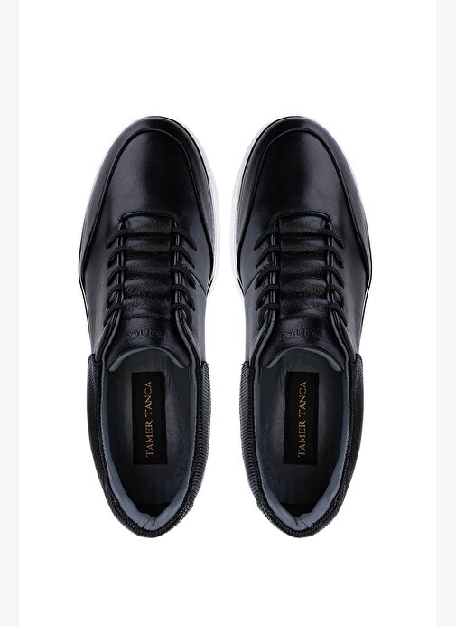 Tamer Tanca Erkek Hakiki Deri Siyah Sneakers & Spor Ayakkabı - Görsel 6