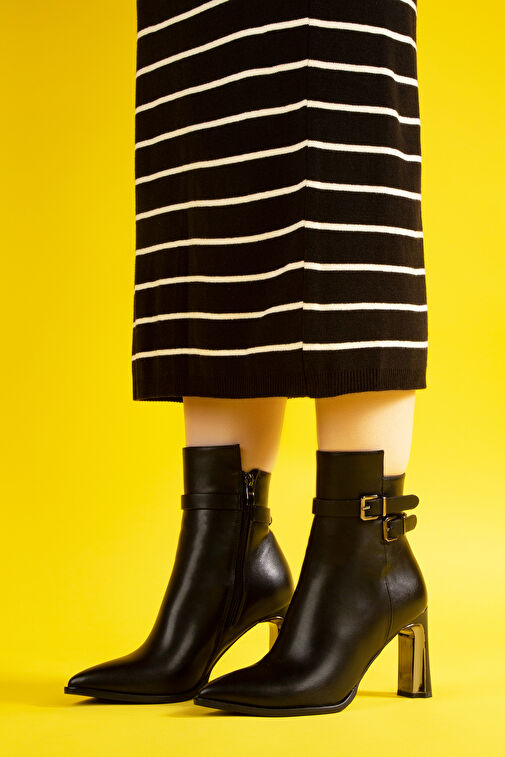 Nemesis Fermuarlı Topuklu Kadın Bot Siyah - Görsel 5