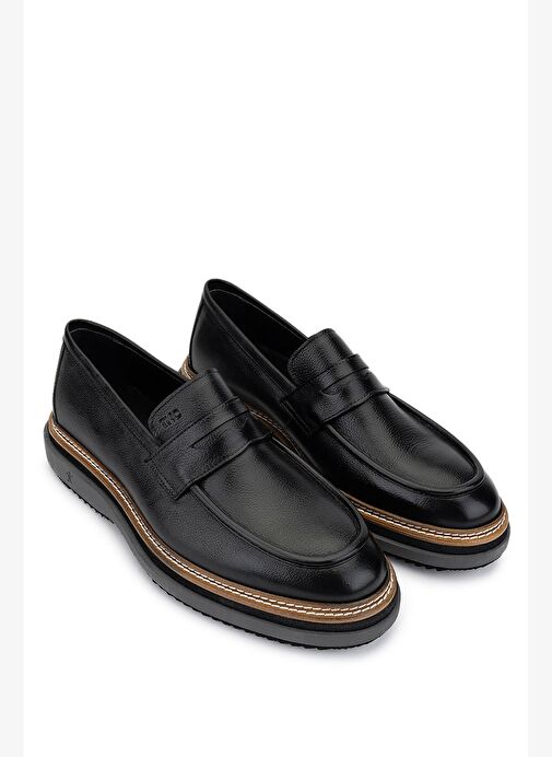 Tamer Tanca Erkek Hakiki Deri Siyah Loafer Ayakkabı - Görsel 3