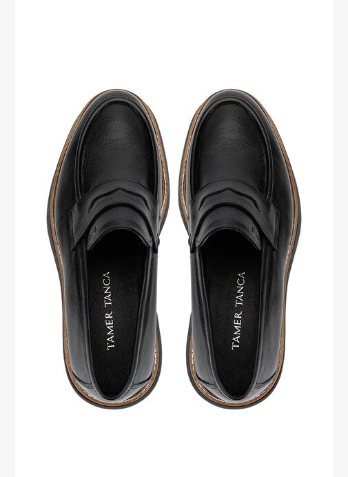 Tamer Tanca Erkek Hakiki Deri Siyah Loafer Ayakkabı - Görsel 6