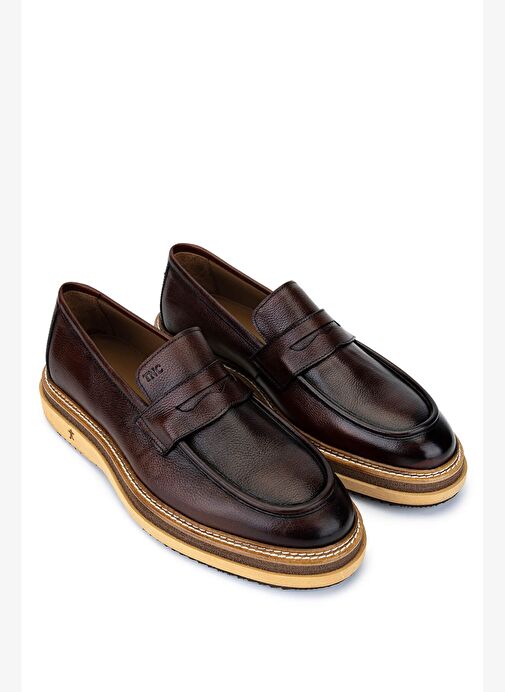 Tamer Tanca Erkek Hakiki Deri Taba Loafer Ayakkabı - Görsel 3