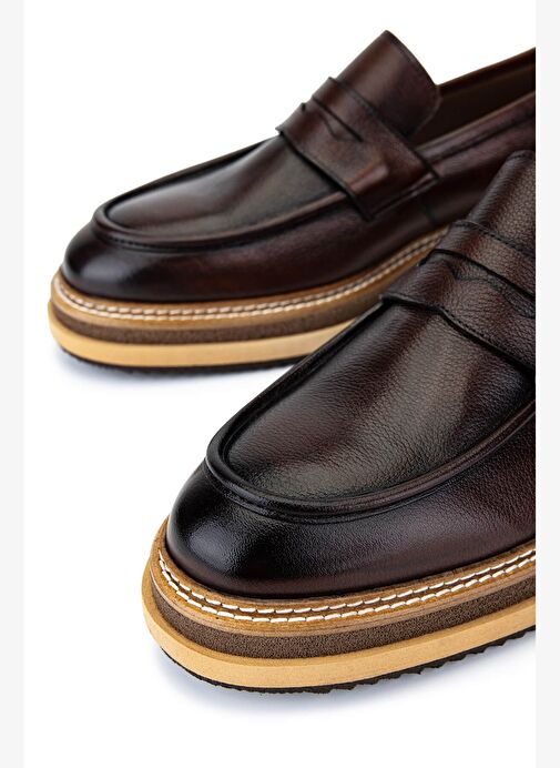Tamer Tanca Erkek Hakiki Deri Taba Loafer Ayakkabı - Görsel 5